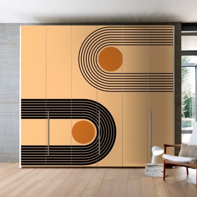 Διακόσμηση παιδικού δωματίου House Art - ΣΗΜΑΝΤΙΚΟ: Σε περίπτωση διαφοράς τιμής από το κατάστημα ισχύει παντα και μόνο η τιμή του καταστήματος Circles and black lines, Line Art, Αυτοκόλλητα ντουλάπα